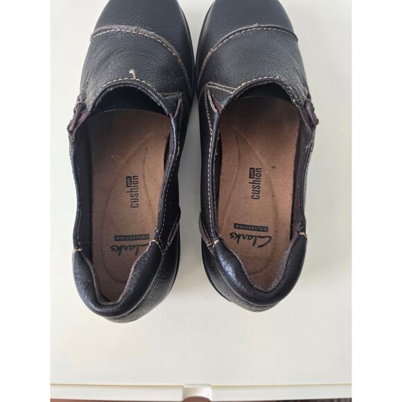 Clarks Collection Evianna Mix Leather Slip-On Comfort Shoes Brown Like New 9M - Picture 4 of 8